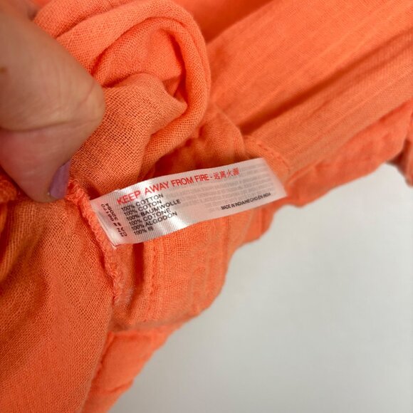 Out From Under S Urban Outfitters Coral Orange Button-Up Romper Gauzy Beachy - Picture 6 of 7